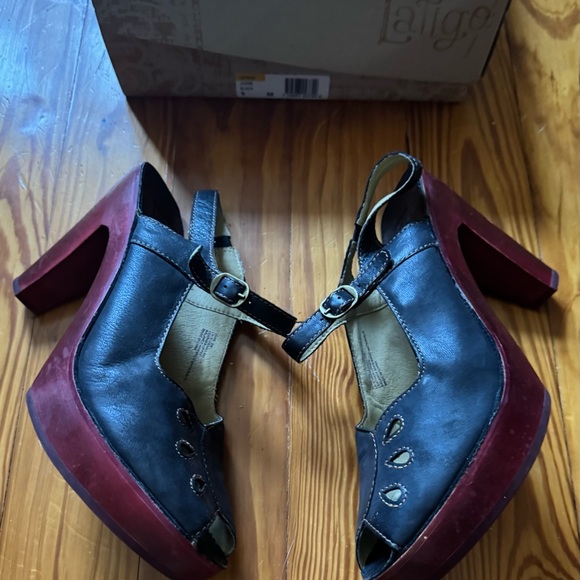 Anthropologie Shoes - Latigo for Anthropologie Women's Black platform heels with oxblood sole size 9